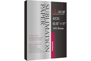 A-SUB Sublimation Paper 8.5x11 Inch-200 Sheets Heat Transfer Paper for Light Colored Fabric and Other Blanks, Works with Inkjet Printer and Sublimation Ink 125g