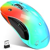 memzuoix 2.4G Aesthetic Wireless Mouse - Customizable Covers &amp; LED Mood Lighting - Rechargeable Ergonomic Design, 5 Buttons, 1400 DPI for Office, Laptop, Mac - White