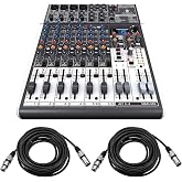 Behringer XENYX X1204USB Premium 12-Input 2/2-Bus Mixer, Bundle With 2x H&amp;A XLR M to F Cable 25'