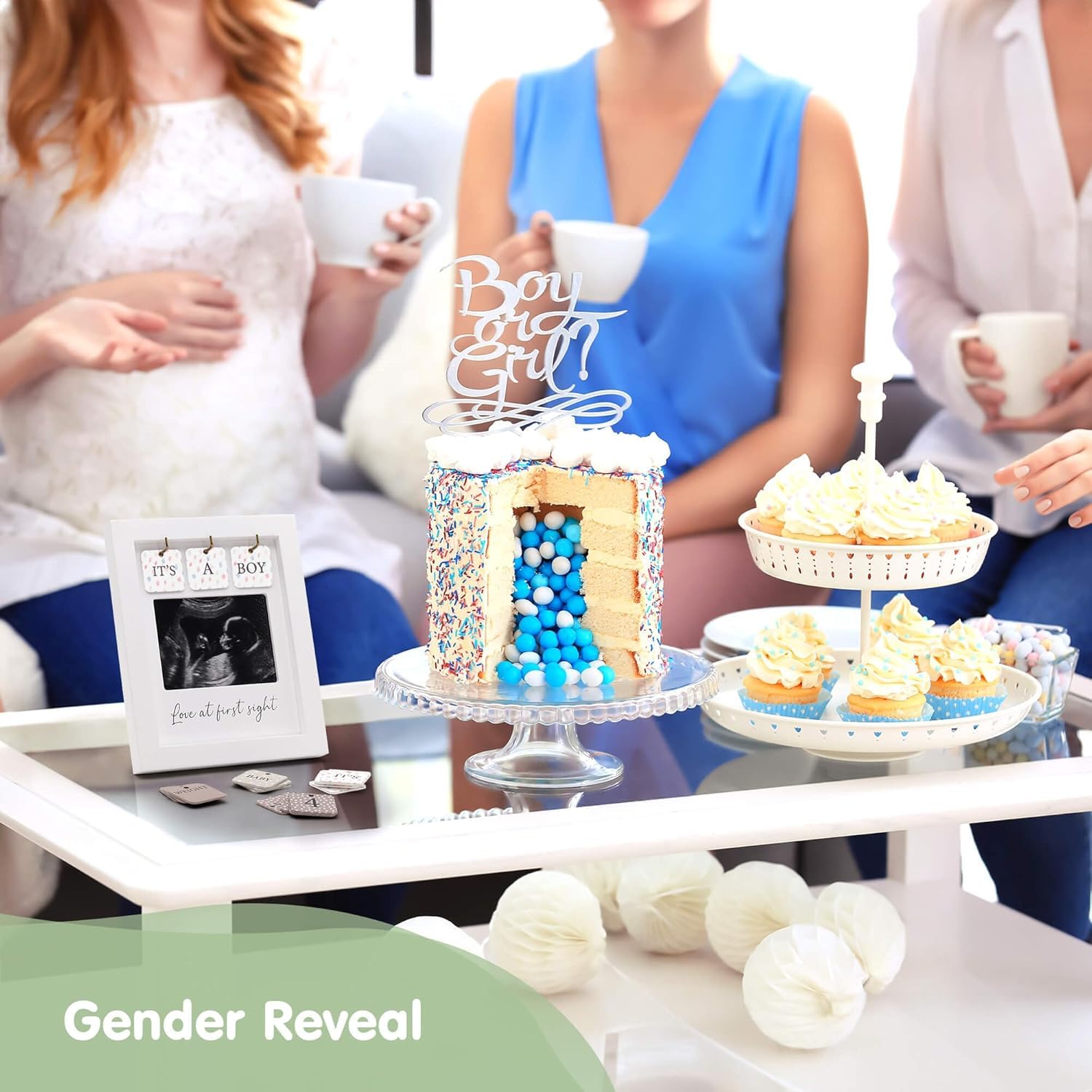 Ultrasound Picture Frames W/ Free Digital Pregnancy Journal - Multi - Use Tiles for Pregnancy Countdown, Pregnancy Announcement, Gender Reveal | Love At First Sight Sonogram Frame | Expecting Mother Gift