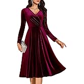 BeryLove Velvet Cocktail Party Formal Dress Long Sleeve Winter Wedding Guest Dresses