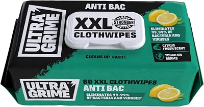 UltraGrime Antibacterial Wet Wipes 80 Extra-Large 38x25cm No Alcohol
