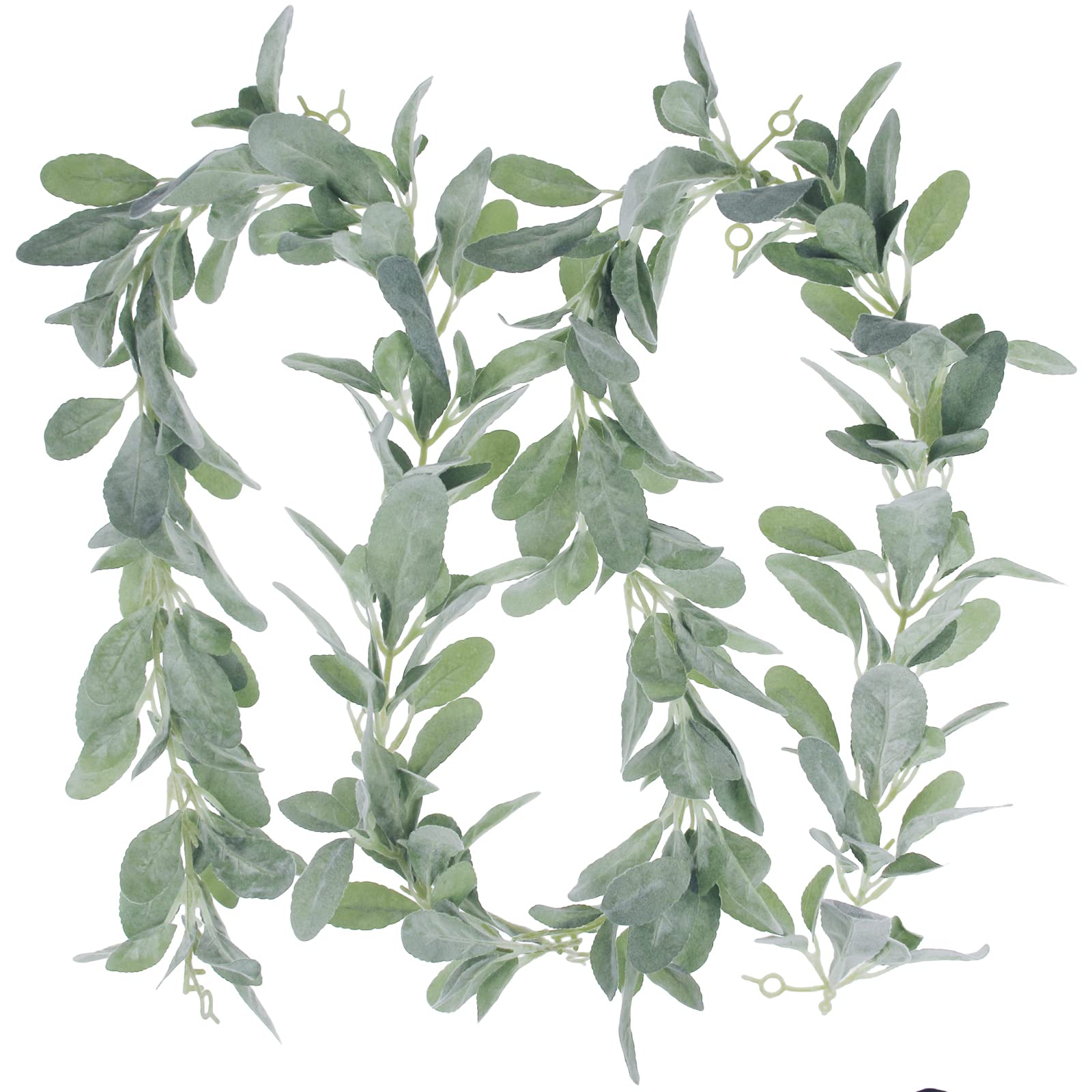 Tinsow 6.2ft Artificial Lambs Ear Greenery Vine Flocked Lambs Ear Garland Soft Faux Vine Greenery and Leaves for Farmhouse Mantle Decor…