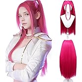 WTHCOS Long Hot Pink Wigs for Women Cartoon Movie Halloween Cosplay Costume Animie Wig