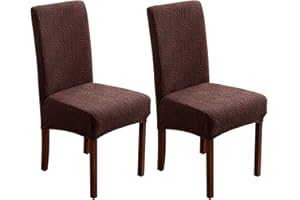 YUEANG Dining Chair Covers, Chair Covers for Dining Room Stretch Chair Covers Parsons Chair Slipcover, for Dining Room Kitchen Chair Protector Cover, Removable, Washable (Chocolate, 2 Pack)