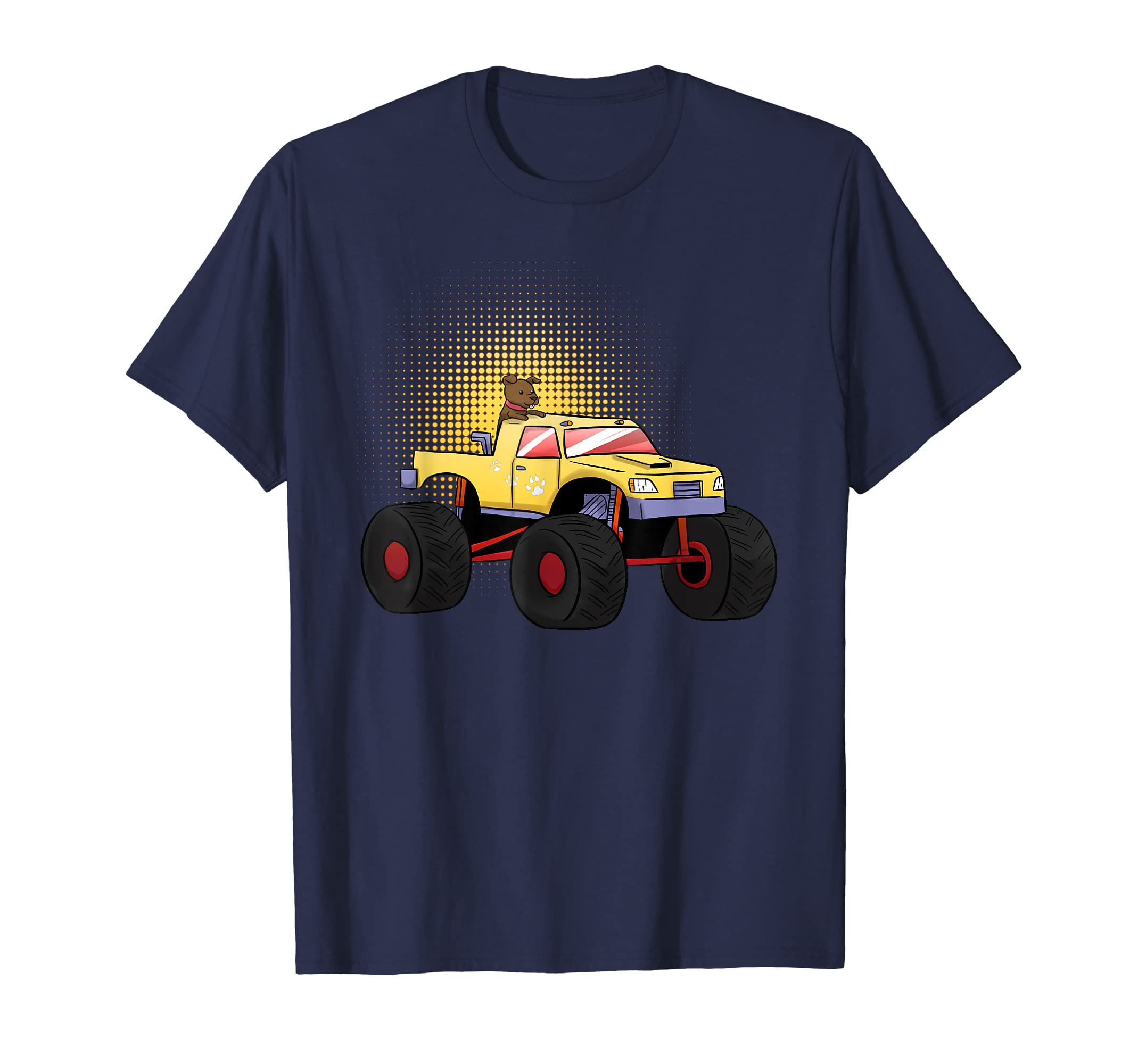 Monster Truck Muscle Car Amazing Dog Hearts Big Wheels T-Shirt