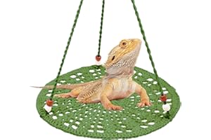 Oooct Reptile Hammock Swing Hanging Bed, Cute Lizard Swing Toy, Cotton Lizard Bed, Reptile Summer Bed for Bearded Dragon Leopard Gecko Lizard Birds Parrots (Green)