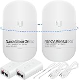 Wireless Bridge Ubiquiti LOCO5AC PRE-CONFIGURED, Bundle of 2 Ubiquiti Nanostation LOCO 5AC, Point to Point Outdoor WiFi Bridge, Plugh and Play, 5GHz, 450+Mbps, 10+km Link Range, Network Bridge