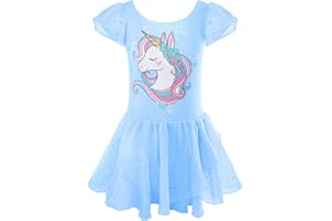 Nutyomi Dance Leotard for Girls Toddler Ballet Outfit Tutu Dress Skirted Leotard Dance Outfits for Girls 2-9 Years