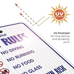 Sigo Signs, Pool Rules Sign, No Diving No Running