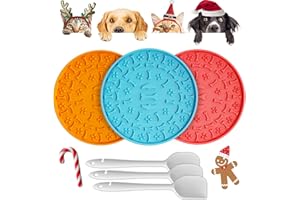LPFLASAT Lick Mat for Dogs & Cats 3 Pack - Silicone Dog Lick Mat with Suction Cups - Anxiety Relief/Promotes Healthy Eating/Frozen & Dishwasher Safe - Pet Peanut Butter Lick Pad LPFALASAT (Blue Orange Red)