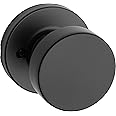 Kwikset Pismo Dummy Door Knob, Single Sided Handle for Closets, French Double Doors, and Pantry, Matte Black Non-Turning Interior Push/Pull Door Knob, with Microban Protection