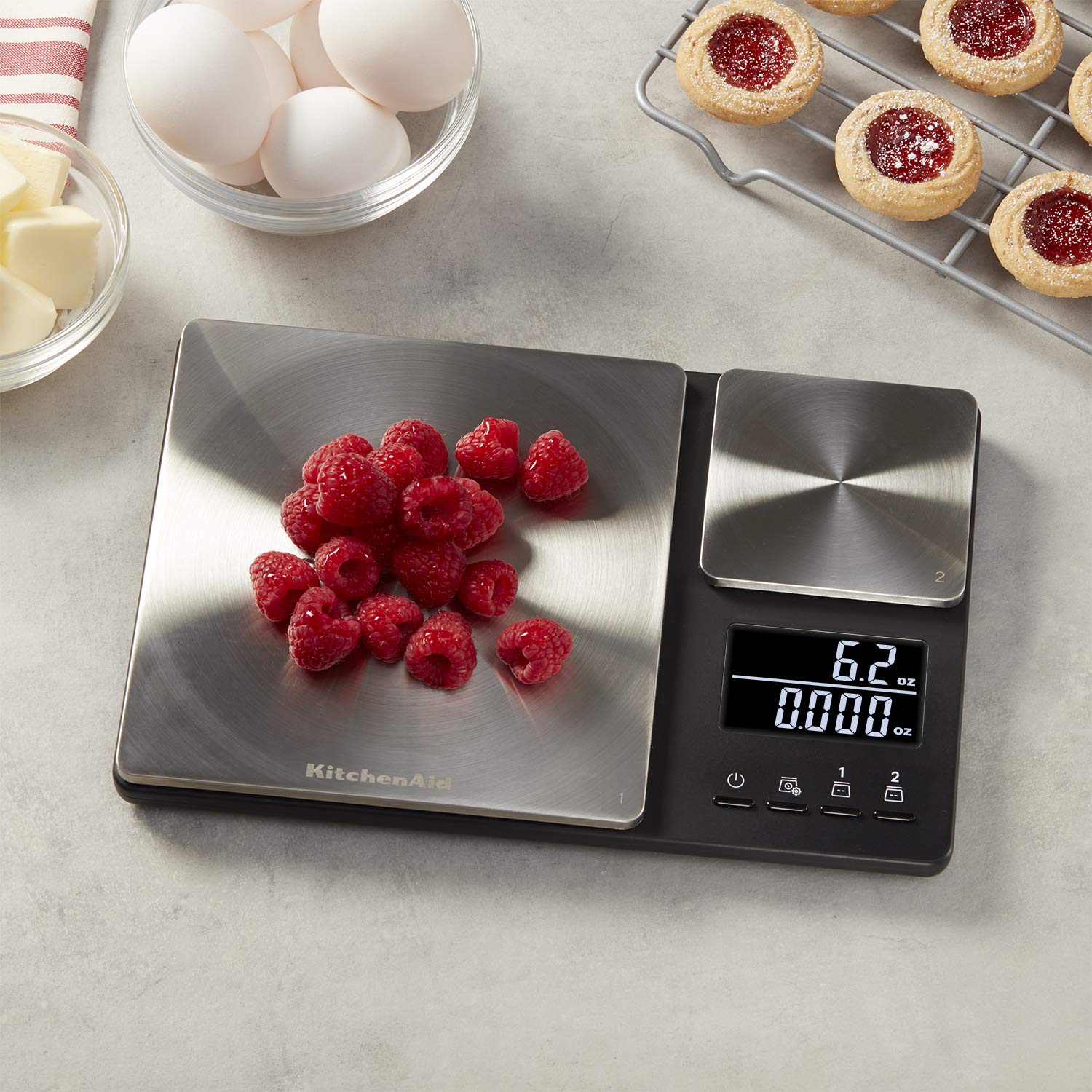 KitchenAid Digital Food Scale with Two Platforms, Weighs Between 5000g and 500g, Black, One Size
