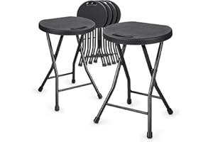 SFIHOME 18 Inch Plastic Folding Stool, Set of 6 Lightweight Foldable Stool with Protective Foot Pads, Sturdy Stools for Indoor Outdoor, Wedding, Party, 250lbs Capacity (Black, 18" Single Foot Rest Frame)