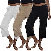 Sexy Basics Women's Cotton Lounge Pants | Sleep -Capri -Yoga Style | Drawstring PJ Bottoms | Multi Packs