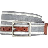 vineyard vines Reversible Leather Heritage Stripe Belt, Gray Harbor, 38