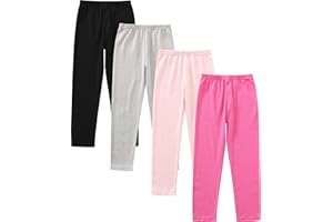 JARMAKO Toddler Girls' Soft Cotton Pants, 4-Pack Leggings, 2-6 Years