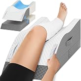 TranquilRelax Leg Elevation Pillows for After Surgery, Wedge Pillow, Grey | Memory Foam, All-around Knee &amp; Ankle Support for Swelling, Height-adjustable, Nop-Slip Bottom, Washable Cover, Single-leg