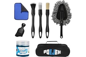 Poejeh 8-Piece Car Interior Cleaning Kit - 160g Jarred Gel (128% More Than 70g), Boars Hair Brushes, High-Density Microfiber Cloth, Ultra-Soft Duster - for Cars, Trucks
