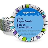 Amazon Basics Ultra Disposable Paper Bowls, 20 Oz, Microwave Safe, Soak Proof, Strong &amp; Sturdy, White, 50 Count, Packaging May Vary