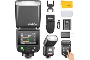 Godox V480 N V480-N TTL Flash for Nikon, 2.4G GN50 Speedlite for Nikon HSS 1/8000s, 650 Full Power Flashes, Smart Distance Readout, Lithium Battery, 2.0” Color Touchscreen, 10-Level Modeling Lamp