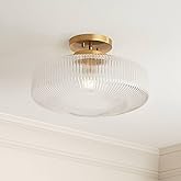 Possini Euro Design Brianna 16" Modern Semi Flush-Mount Ceiling Light Fixture Kitchen Foyer Hallway Round Warm Brass Finish R