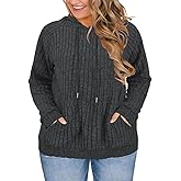 ROSRISS Womens-Plus-Size-Hoodies-Sweatshirts Casual Long Sleeve Pullover Sweaters Dressy Knit Tops with Pockets XL-5XL