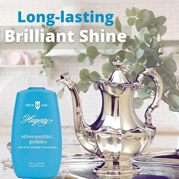 HAGERTY SILVERSMITHS’ POLISH, PROFESSIONAL SILVER CLEANER AND TARNISH REMOVER FOR JEWELRY, SILVERWARE, GOLD AND MORE, KOSHER CERTIFIED, MADE IN USA, 8 FL OZ