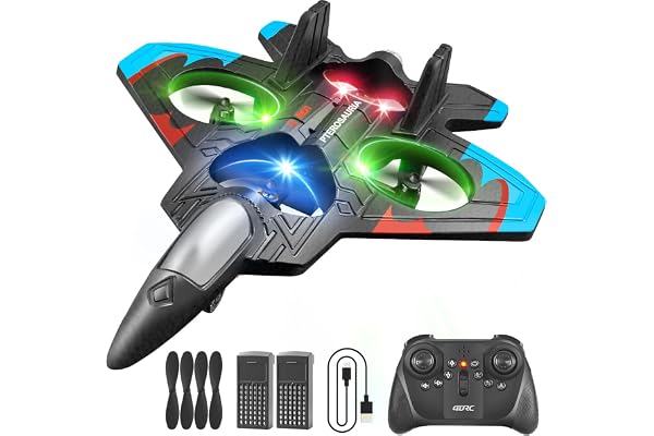 4DRC V32 Foam Remote Control Airplanes RC Planes for Kids Adults, RC Airplane Fighter Jet with Light, 360° Flip Fighter Jet T