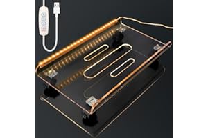 Seloom Computer Tower Stand, Acrylic PC Stand with USB Light Strip, Mobile PC Tower Stand CPU Stand with Rolling Caster Wheels, Desktop Stand Fits Most Gaming PC