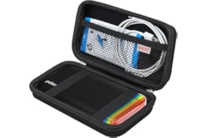 BOVKE Carrying Case for Polaroid Hi-Print 2nd Generation Bluetooth Connected 2x3 Pocket Photo Dye-Sub Printer, Mesh Pocket for Polaroid Hi-Print Paper - 2x3 Paper Cartridges and Cables, Black+Black
