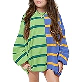 Meikulo Girls Striped Color Block Pullover Sweaters Kids Oversized Fashion Knit Sweater Clothes 5-14 Years