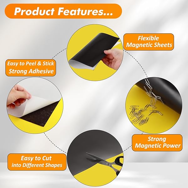 GCFOIR ADHESIVE MAGNETIC SHEETS 8.5 X 11 INCH, 50 PACKS MAGNETIC SHEETS WITH ADHESIVE BACKING – 0.5MM THICKNESS FLEXIBLE MAGNET SHEETS FOR DIES STORAGE, CRAFT PROJECTS, PHOTOS, SCHOOL, OFFICE