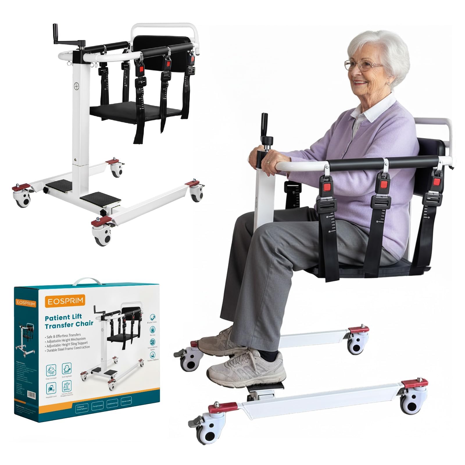 Photo 1 of Eosprim Patient Lift Transfer Chair, Wheelchair to Car Transfer Devices, Shower Lift Aids for Elderly,Lightweight Foldable with Cushion - Patient with Padded backrest