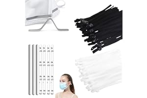 100pcs Elastic Bands with Adjustable Cord Locks High Elasticity Soft Ear Tie Rope White Black and 50pcs Nose Bridge Strips, D