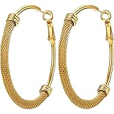 PROSTEEL 30/40/60/80/100mm Chunky Hoop Earrings For Women Gold Plated/Black Stainless Steel Hoops Earrings Statement Jewelry