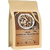 FullChea - Ginseng Six Treasure Tea, 30 Teabags, Traditional Chinese Herbal Blend for Kidney Health, Detox Tea With Ginseng, Mulberry, Huangjing, Maca, Goji Berry, Red Dates, Yam - Support Wellness