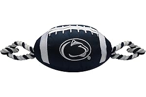 Pets First NCAA Penn State Nittany Lions Football Dog Toy, Tough Quality Nylon Materials, Strong Pull Ropes, Inner Squeaker, Collegiate Team Color