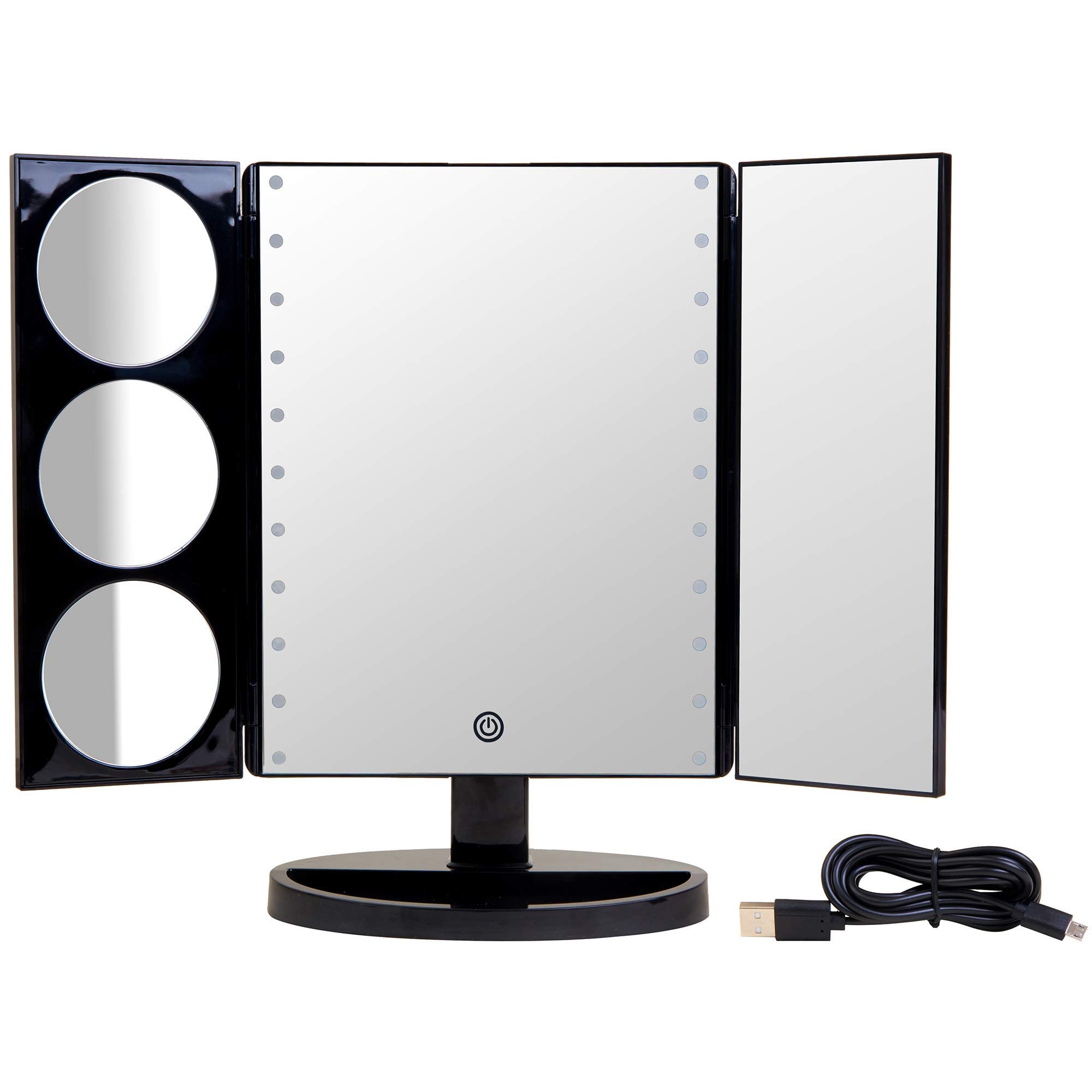 Mirrorvana XLarge Hollywood Style Trifold LED Lighted Makeup Mirror