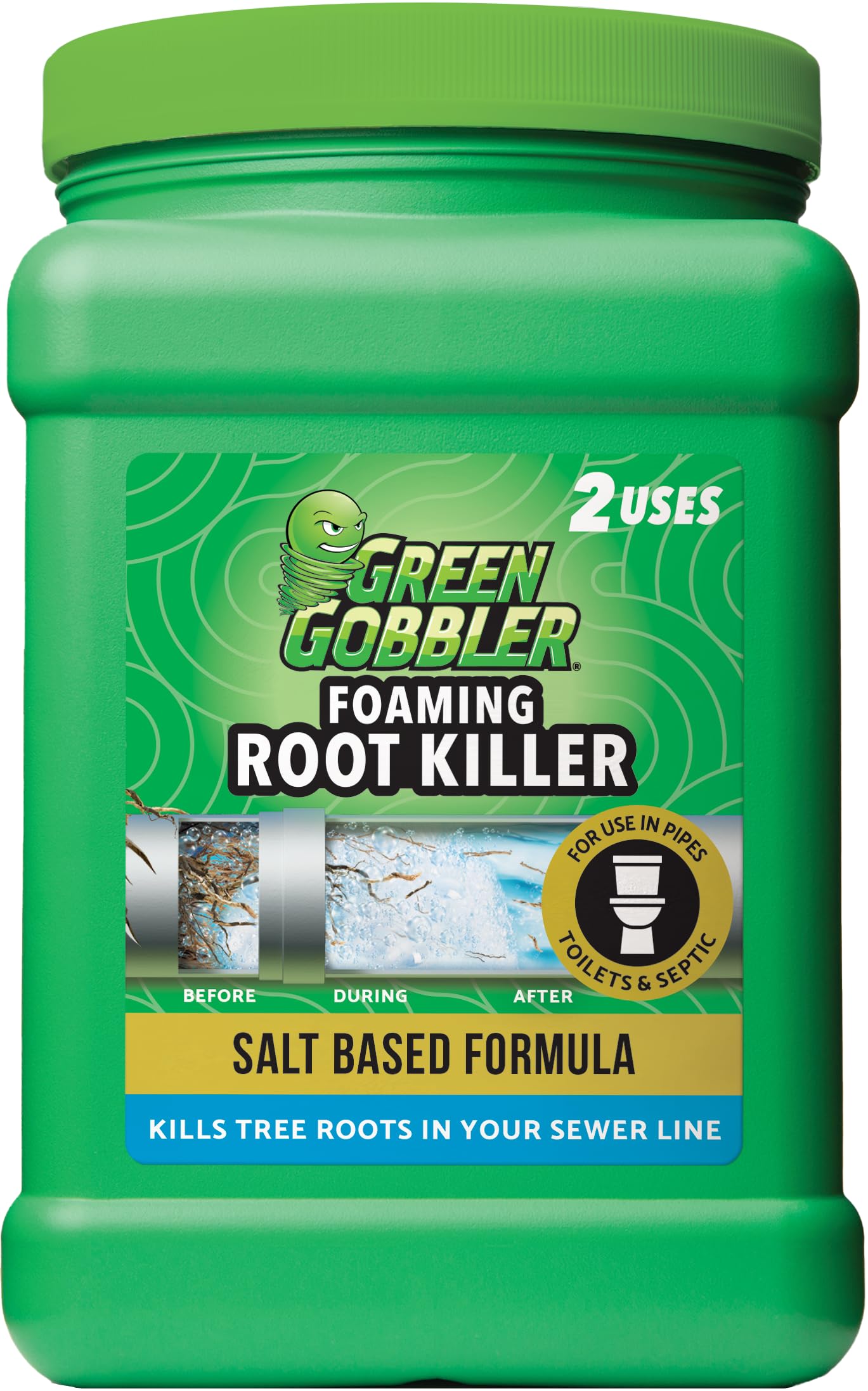 Photo 1 of Green Gobbler, FOAMING Root Killer | Kills Tree Roots in Pipes & Sewer Lines | Contains No Copper Sulfate | Safe for Pipes and Septic - 2 USES, 4 LBS