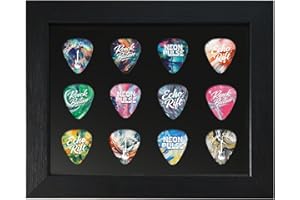 Allenkwok Guitar Pick Display Frame, 8.3" x 6.7", Frame for 12 Guitar Picks (0.5-3.0mm), Guitar Pick Picture Frame, Desktop and Wall Mountable, Perfect for Guitarists and Music Lovers