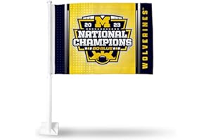 Rico Industries NCAA Football CFP National Champions Double Sided Car Flag - 16" x 19" - Strong Pole that Hooks Onto Car/Truck/Automobile