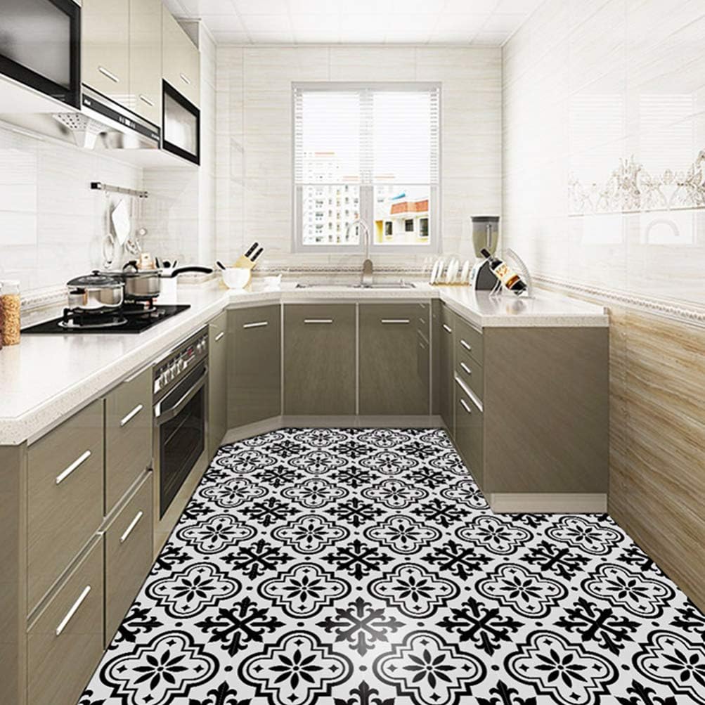 VOSAREA 4pcs Non Slip Floor Stickers Waterproof PVC Tile Decals SelfAdhesive Peel and Stick Wall Sticker for Home Bathroom Kitchen Decoration (Flower) - Image 5