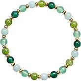 GEMTAL Healing Crystal Bracelets for Women,6mm Natural Stone Beaded Bracelet,Semi-Precious Gemstone Bead Bracelet,Womens Round Beaded Stretch Bracelet Jewelry Gifts