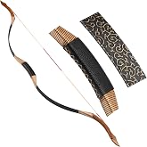 TOPARCHERY Black Hunter Traditional Recurve Bow 53'' Archery Hunting Handmade Horse Bow Longbow 30-50 lbs