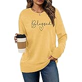 Yandino Long Sleeve Shirts for Women Casual Crewneck Sweatshirt 2025 Trendy Loose Basic Tunic Tops