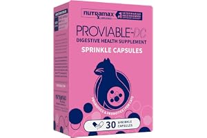 Nutramax Proviable Probiotics for Dogs and Cats, Daily Digestive Health Supplement with Multiple Strains of Bacteria, Cat and Dog Probiotics Plus Prebiotics, 30 Capsules