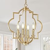 ACANER 4-Light Small Gold Chandelier, 15.6 inch Farmhouse Light Fixtures for Dining Room, Champagne Gold Pendant Light for En