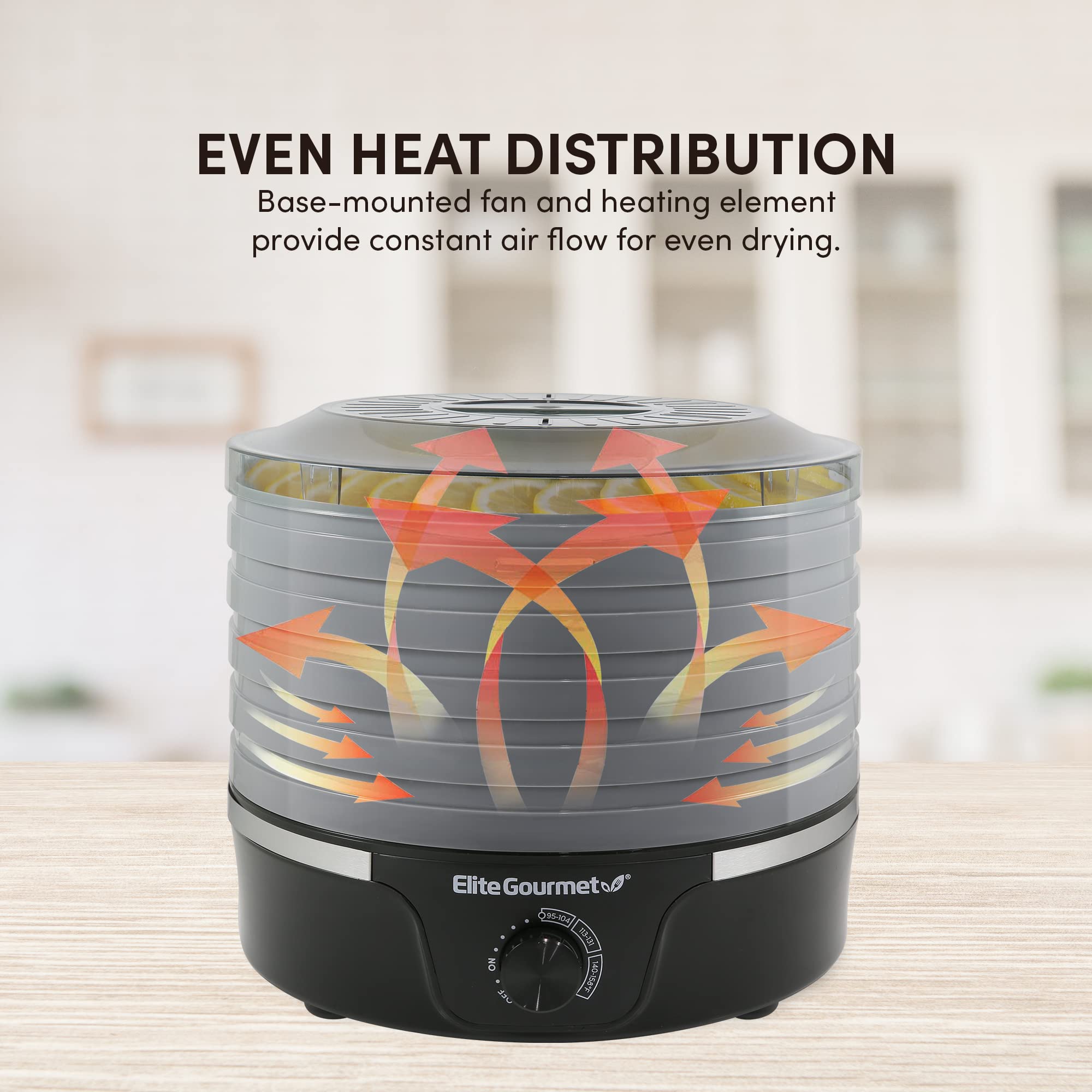 Elite Gourmet EFD319DKG Food Dehydrator, 5 BPA-Free 11.4