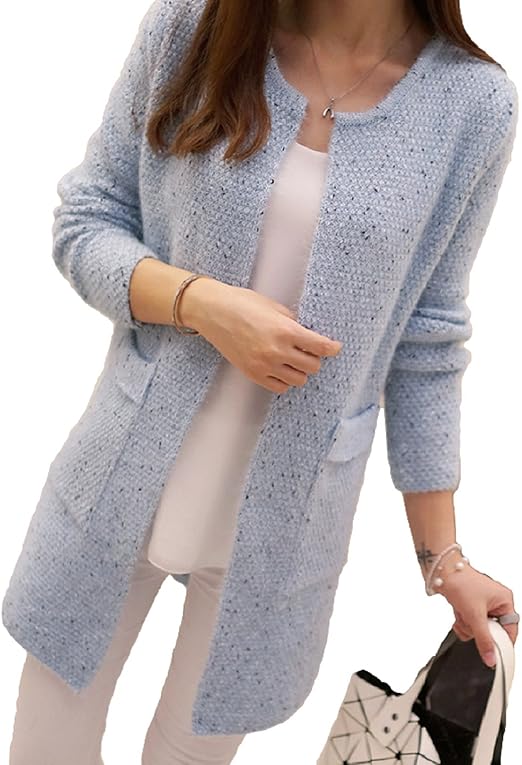 Amazon セオヴェル Theovel トップス レディース ニット ロングカーディガン 秋 ライトブルー 服 ファッション小物 通販